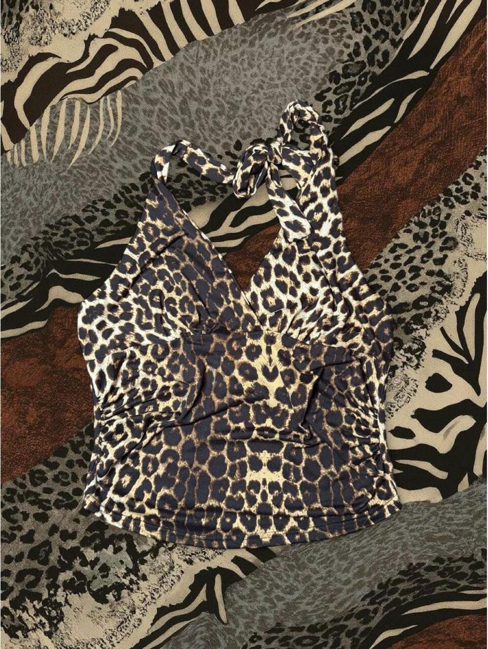 Women's Brown and Multi Crop-top